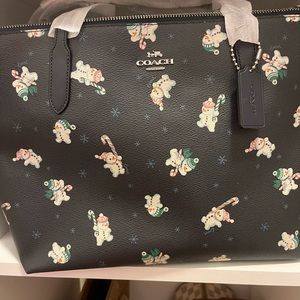 Christmas print coach purse